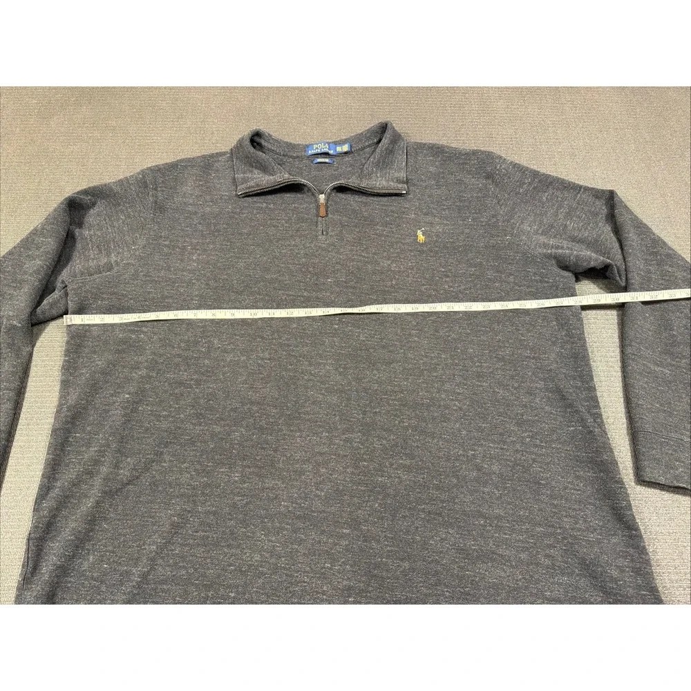 Polo Ralph Lauren 1/4 Zip Sweater Mens Plus Size 2XLT Estate Rib‎ Pullover Gray